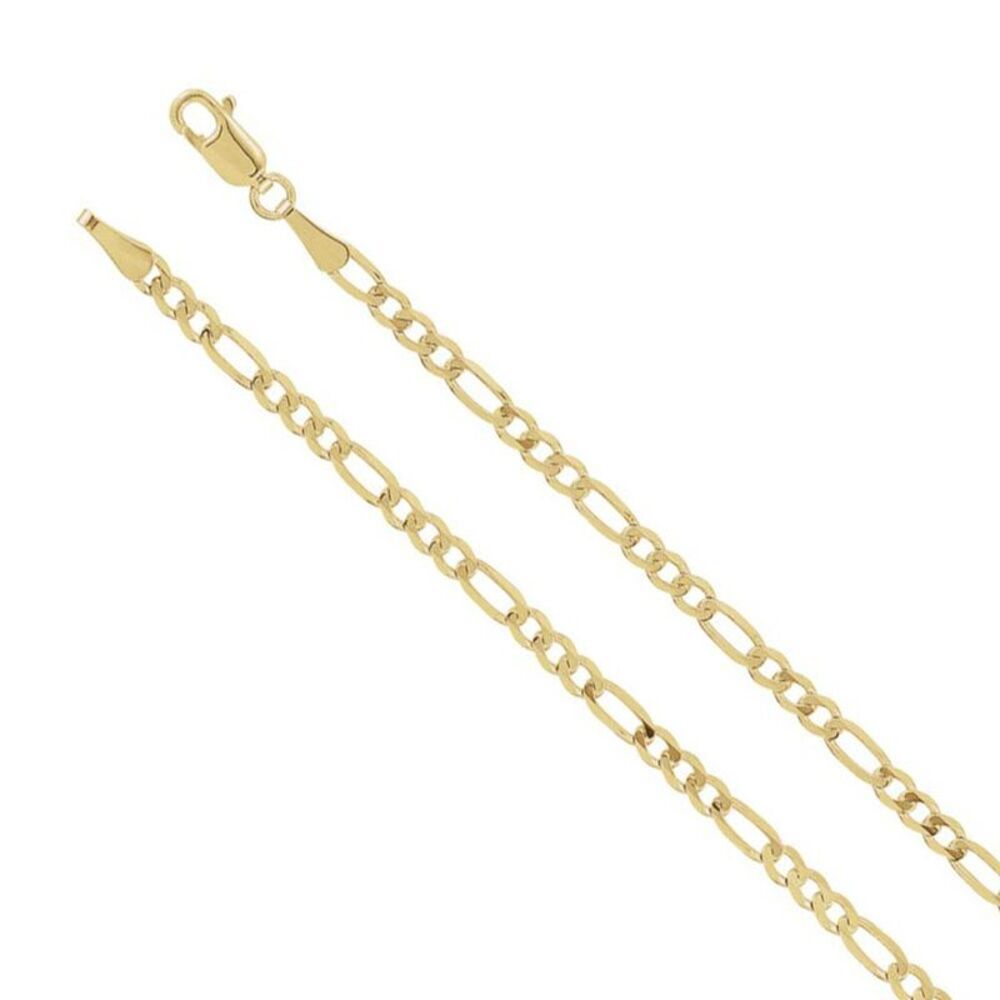 14K Yellow Gold 3mm Solid Figaro Chain Necklace, 16 Inch